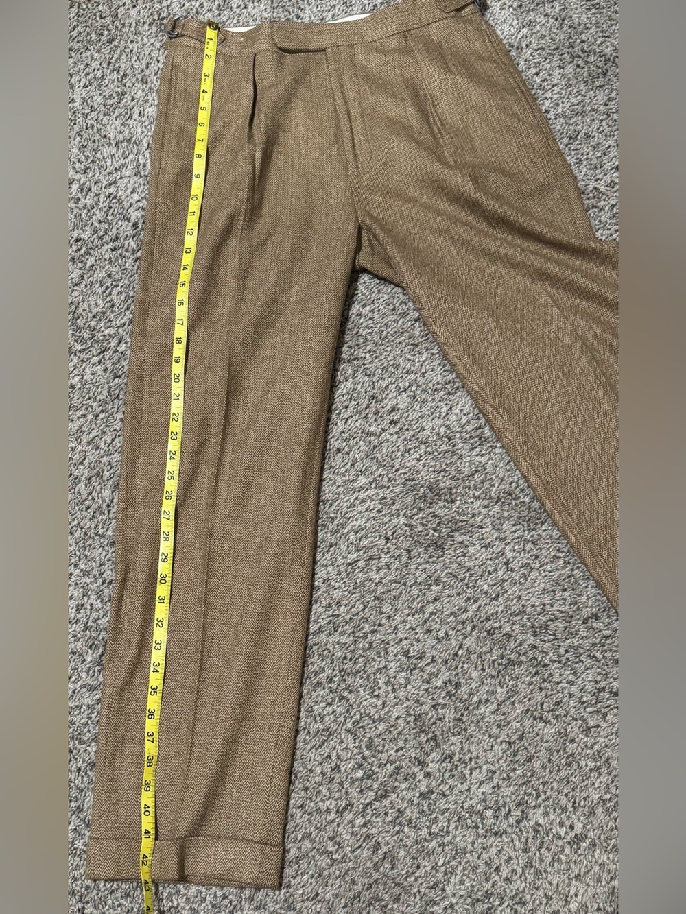 Polo Ralph Lauren Wool Blend Herringbone Pleated Cuff Classic Dress Pants  34x31 - Picture 14 of 16